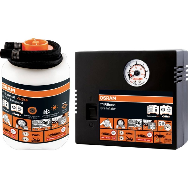 Kit Reparatie Etansare Reparat Anvelope Compresor + Solutie Osram TYREseal Kit 450ML OTSK4